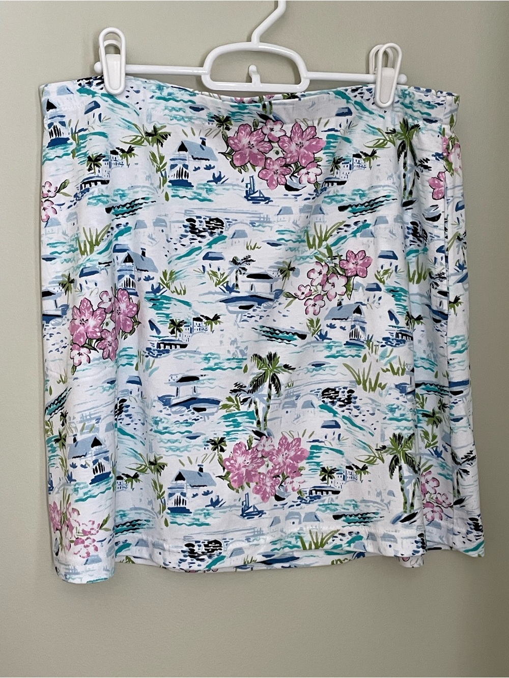 J.JILL mini a line, cotton skirt, tropical palm floral print size medium petite
